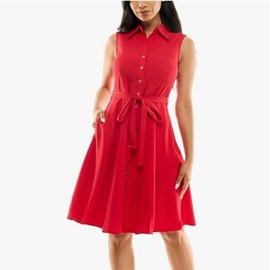 Sharagano Sleeveless Button Front Shirt Dress Crimsoruby